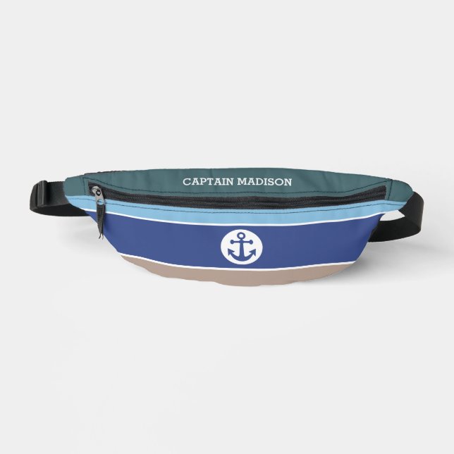 Custom Name Nautical Stripes Bum Bags (Front)