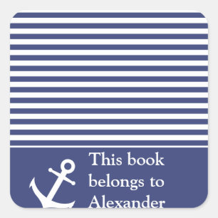 Custom Name Nautical This Book Belongs to Sticker