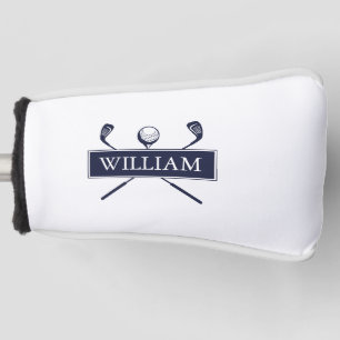 Custom Name Navy Blue Clubs And Ball Golf Head Cover
