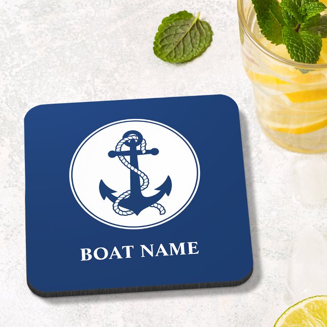 Custom Name Navy Blue Coaster Cork Back (Creator Uploaded)