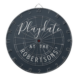Custom Name Navy Blue White Playdate Minimalist Dartboard