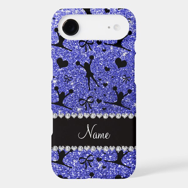 Custom name neon blue glitter cheerleading Case-Mate iPhone case (Back)