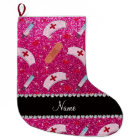 Custom name neon hot pink glitter nurse hats heart