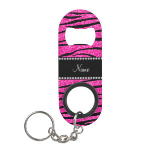 Custom name neon hot pink glitter zebra stripes