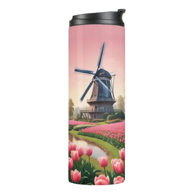 Custom Name Netherlands Windmills Thermal Tumbler (Rotated Left)