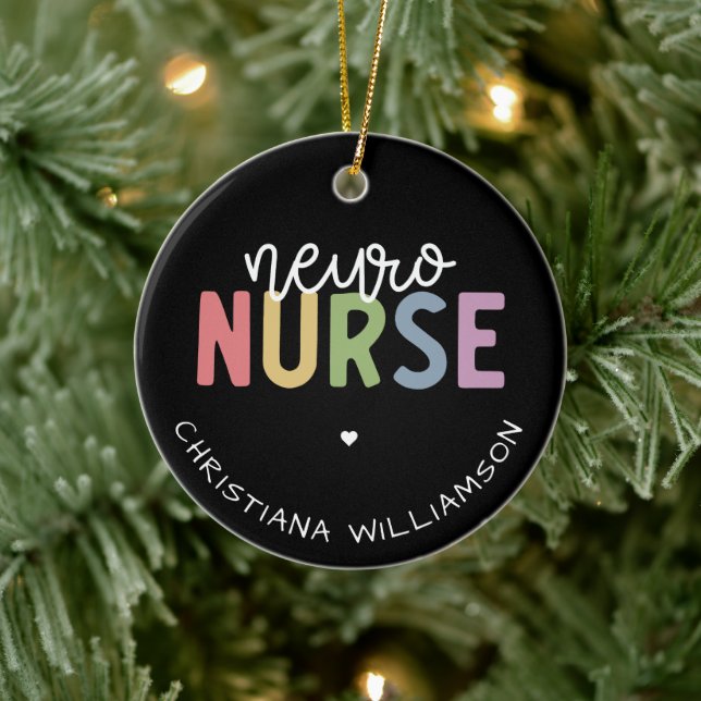 Custom Name Neuro Nurse Neuroscience Nurse Gifts Ceramic Ornament (Tree)