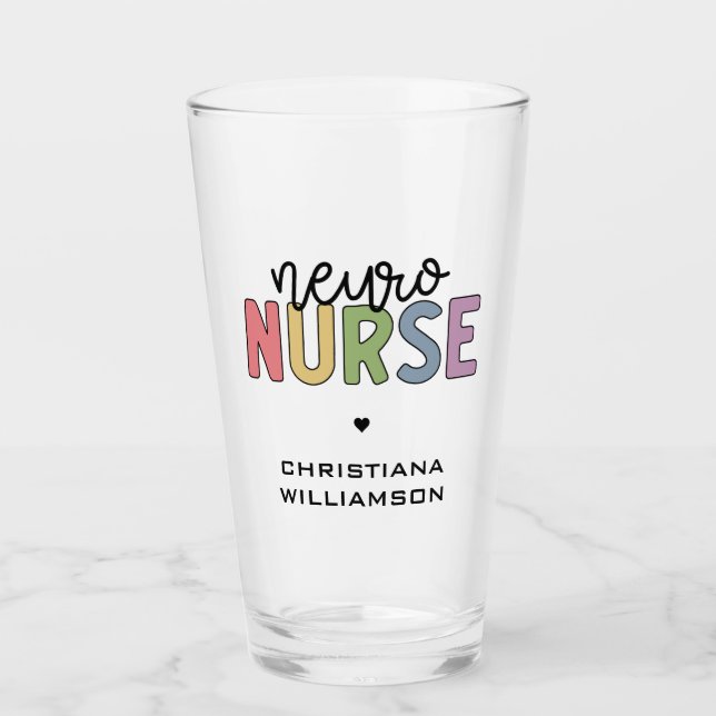 Custom Name Neuro Nurse Neuroscience Nurse Gifts Glass (Front)