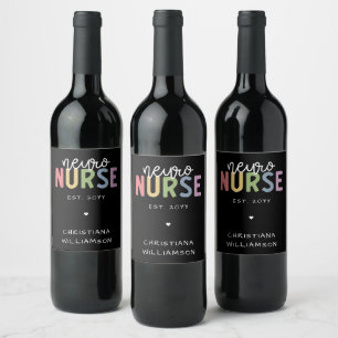 Custom Name Neuro Nurse Neuroscience Nurse Gifts Wine Label