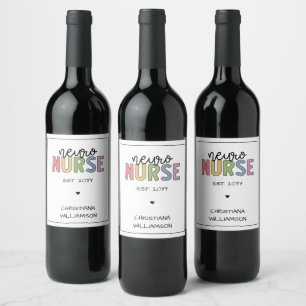 Custom Name Neuro Nurse Neuroscience Nurse Wine Label
