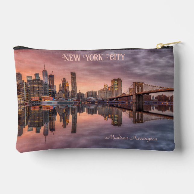 Custom Name New York City Skyline Accessory Pouch (Back)