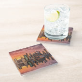 Custom Name New York City Skyline Glass Coaster (Angled)