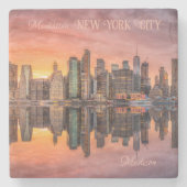 Custom Name New York City Skyline Stone Coaster (Front)