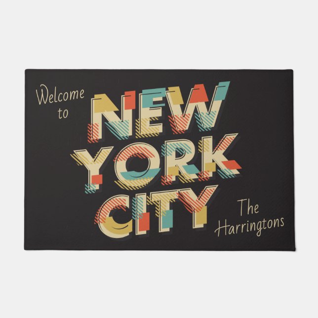 Custom name New York City Typography door mats (Front)