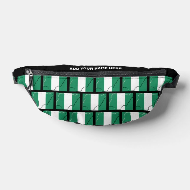 Custom Name NIGERIAN FLAG OF NIGERIA Fanny Pack (Lay Down)