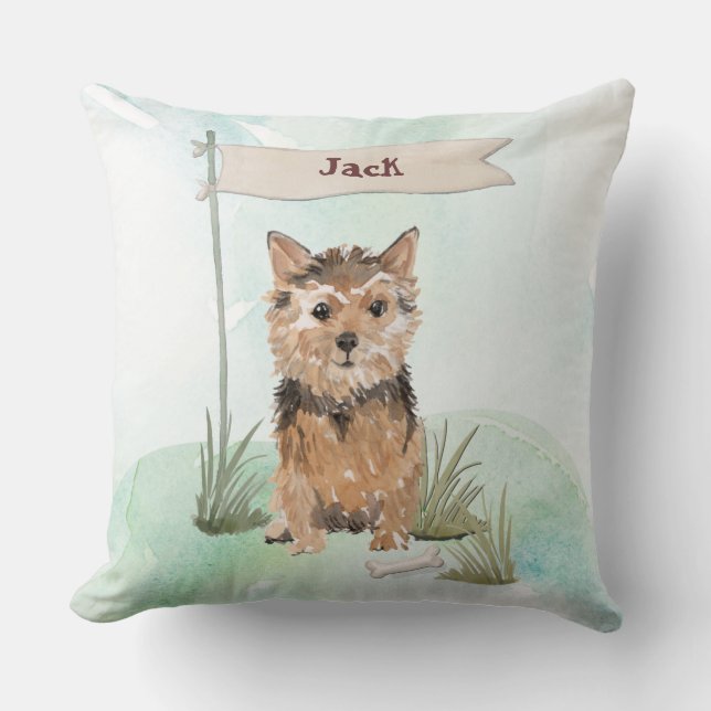 Custom Name Norfolk Terrier Pet Dog Cushion (Front)