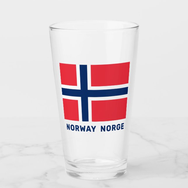 Custom Name Norwegian Flag Glass (Front)