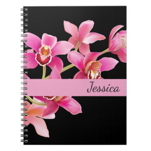 Custom Name Notebook-Pink Orchids Notebook