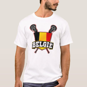 Custom Name & Number Belgium Lacrosse Logo T Shirt