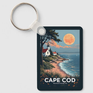Custom Name & Number Cape Cod Massachusetts Key Ring
