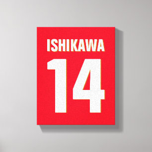 Custom Name, Number, Colors. Sports Fans Red Canvas Print