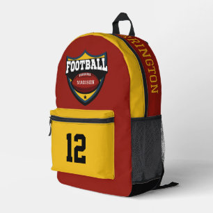 Custom Name, Number & Colour Football Logo Printed Backpack