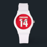Custom Name, Number, Colours. Sports Fans Red Watch<br><div class="desc">Personalise with name,  number,  and colours of your choice!</div>