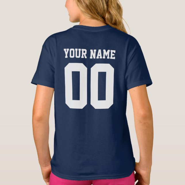 Custom Name Number Girls' Football Jersey Shirt (Back)