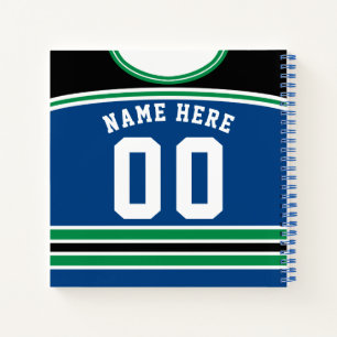 Custom Name Number Ice Hockey Jersey Template Notebook