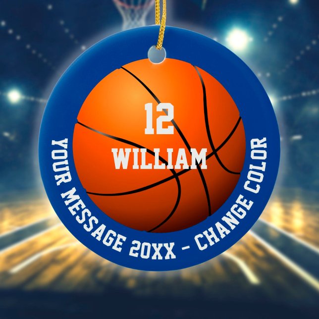 Custom Name Number Message Basketball Ceramic Ornament (Creator Uploaded)