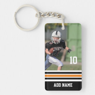 Custom Name Number Photo Football Jersey Black Key Ring