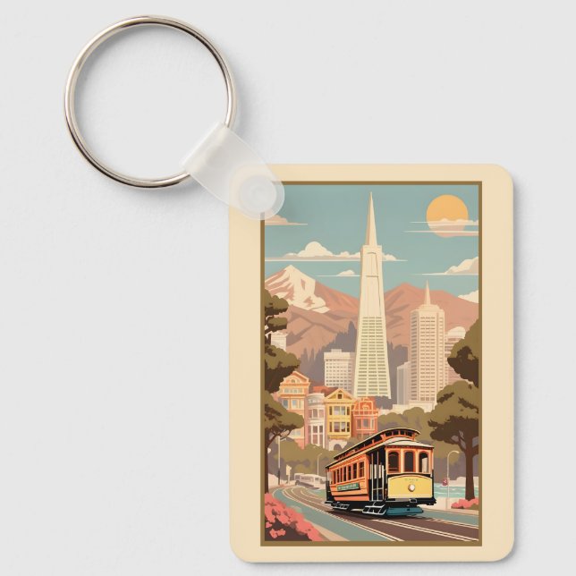 Custom Name & Number Retro San Francisco Key Ring (Front)