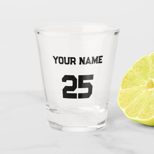 Custom Name Number  Shot Glass (Front)