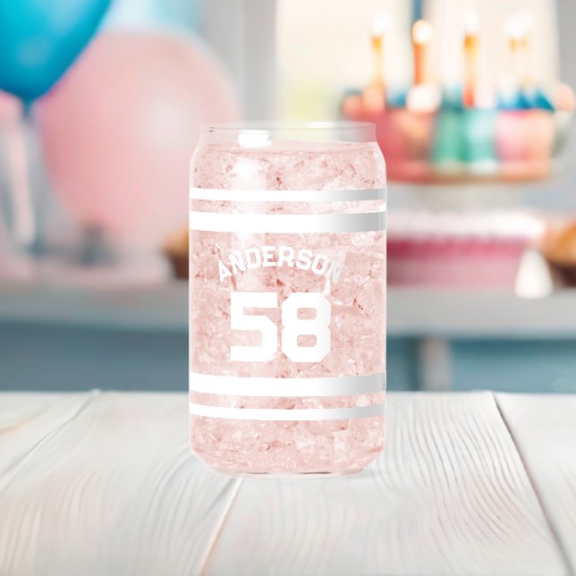 Custom Name & Number Sports Jersey   Can Glass (Insitu (Baby Shower))