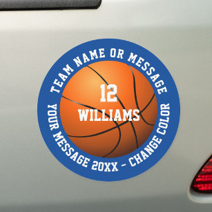 Custom Name Number Team Name Basketball Car Magnet