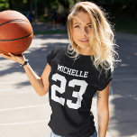 Custom Name Number Womens Sport Jersey T-Shirt<br><div class="desc">Create your own personalised football jersey women's T-shirt with custom name and number. A cool customisable sports shirt,  that is a great gift idea for women. This trendy womens sportswear is suitable for all sports,  including football,  soccer,  volleyball,  baseball,  softball,  basketball and hockey.</div>