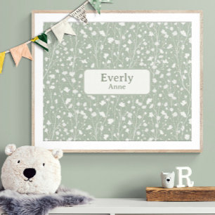 Custom Name Nursery Decor Farmhouse Floral