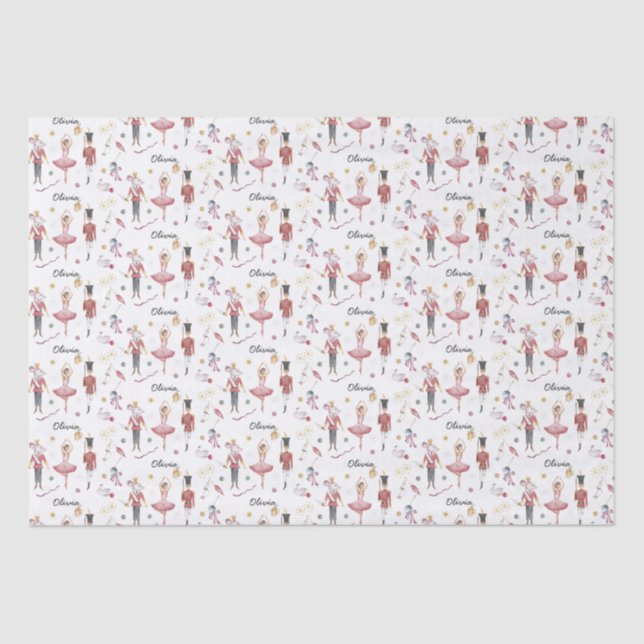Custom name Nutcracker Ballet Ballerina Christmas Tissue Paper (Front)