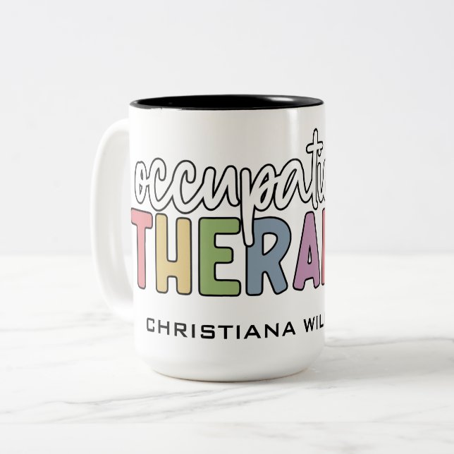 Custom Name Occupational Therapist OT Gifts Two-Tone Coffee Mug (Front Left)