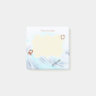 Custom Name Ocean Theme Crab Life Preserver Bottle Post-it Notes