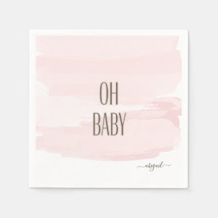 Custom Name Oh Baby Pink Splash Baby Shower Napkin
