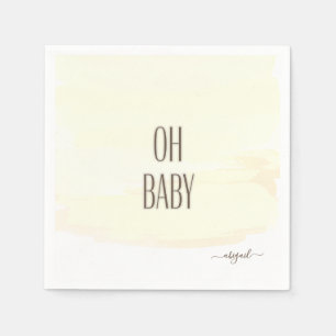 Custom Name Oh Baby Yellow Splash Baby Shower Napkin
