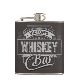 Custom NAME Old Deluxe Liquor Label Whiskey Bar Hip Flask