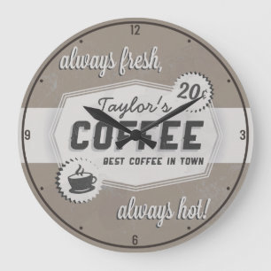 Custom NAME Old Retro 50's Coffee Shop Diner Large Clock