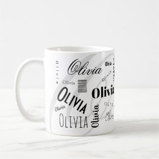 Custom Name Olivia Black White Coffee Mug