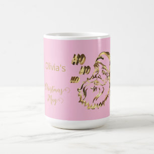 Custom Name Olivia's Christmas Mug Cute Santa Pink