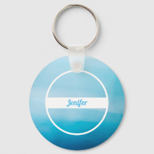 Custom Name On Blue Gradient Key Ring