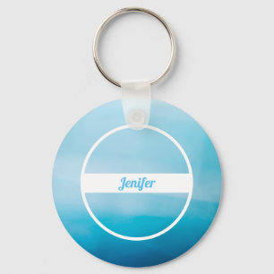 Custom Name On Blue Gradient Keychain