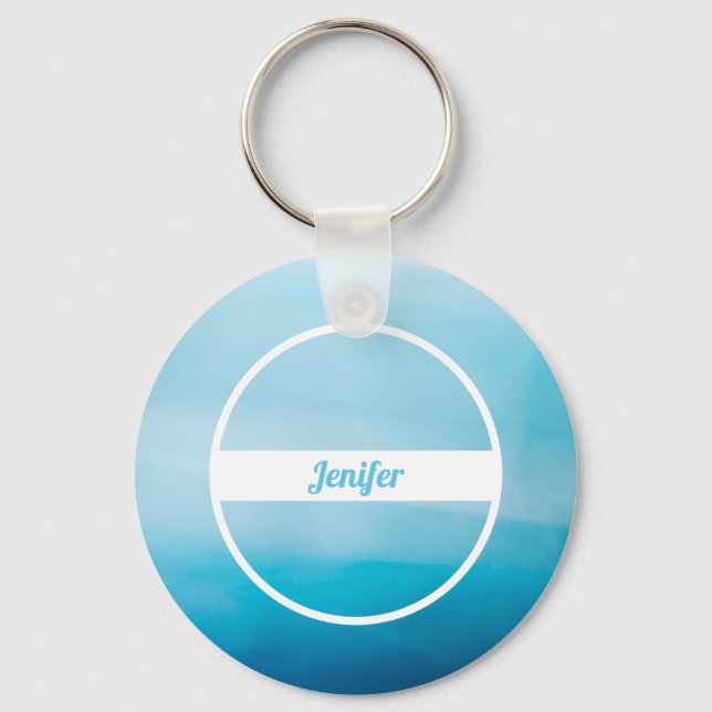 Custom Name On Blue Gradient Keychain (Front)