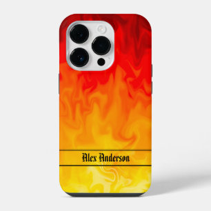 Custom Name on Burning hot flames iPhone 14 Pro Case