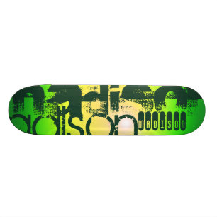 Custom Name on Neon Yellow & Green Skateboard